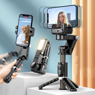 Q18 Smartphone Gimbal Stabilisator Handheld Selfie Stick Stativ mit Fuelllicht