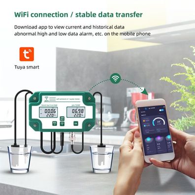6in1 WiFi PH EC TDS SG Temp Meter SALZ Wasser Qualität Pruefer Real Zeit Anzeigen