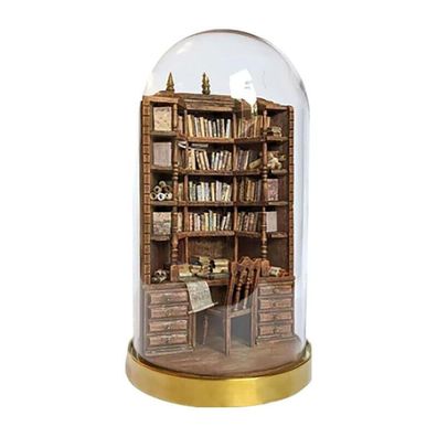 Miniatur Holz Buecherregal mit Mini Buch Miniatur Bibliothek @#