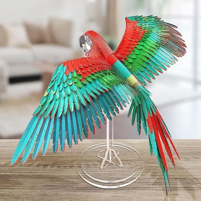 3D Puzzles Metall Scharlachrot Modell Handgemachte Papagei Gebäude Geschenk