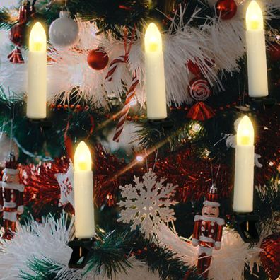 Christbaumkerzen Weihnachtsbaumkerzen 20 LED Kabellos USB warm weiß Lichterkette