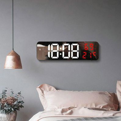 Digitale Uhr Wanduhr LED-Anzeige Wecker mit Luftfeuchtigkeit Temperaturanzeige