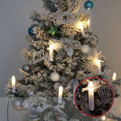 Kerzen-Lichterkette außen 20 LED-Kerzen Weihnachtsbaumbeleuchtung Strom USB Xmas