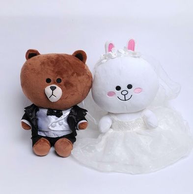 Line Friends Brown Bear Cony Hochzeit Plush Doll Plueschpuppe for Lover Liebhaber