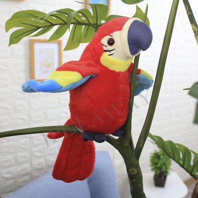 Labertier Sprechender Papagei Vogel Aufnahme Plueschtier Chatter Laber parrot Rot
