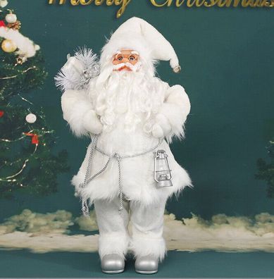 Deko Weihnachtsmann Santa Claus Winterdeko Dekofigur Weihnachtsdeko weiß 45 cm