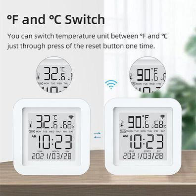 TUYA WiFi Smart Thermometer Hygrometer Temperaturmesser fur Alexa Google Home DE