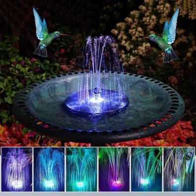 Solar Powered Floating Fountain Pump Water Feature Pond Garden LED Birdbath E5E3