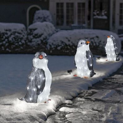 3PCS LED-Weihnachtsdekorationen fur den Außenbereich Leuchtende Pinguine