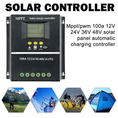 100A Solar-PV-Regler MPPT 12V 24V 36V 48V Solarladeregler USB NEU