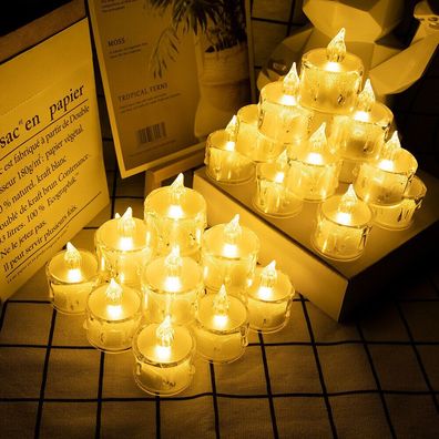 24X LED Flickering Mood Tea Lights Flameless Battery Operated Party Wedding