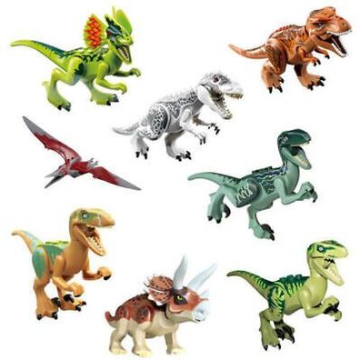 8 Pcs Dinos fit Jurassic World Lego Dinosaur Tyrannosaurus TRex Park Raptor Toy