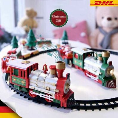 20-tlg. Komplett-Set Eisenbahn Zug Weihnachtszug mit Licht + Sound Musik