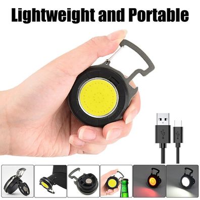Mini COB LED Magnet Arbeitsleuchte Taschenlampe Schluesselanhänger Flaschenöffner