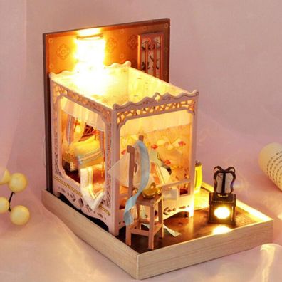 Mini DIY Holz Puppenhaus Miniatur mit leichten Möbeln Puppenhaus fur Liebhaber