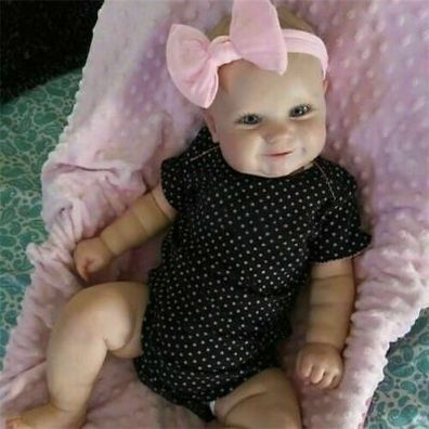 50CM Reborn Baby Mädchen Neugeborene Puppe sueßes Streifen echt weich Wellenpunkt