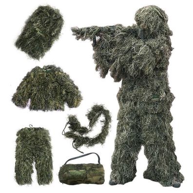 Camouflage Ghillie Suit 5pcs Sniper Tactical Clothes Set Outdoor Hunting Suit
