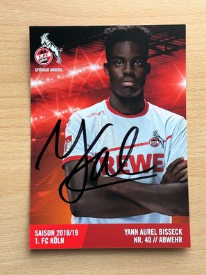 Yann Aurel Bisseck 1. FC Köln Autogrammkarte original signiert #S474