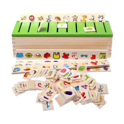 Montessori Holz 3D Sortierung Sortierspiele Kinderspielzeug Holzspielzeug