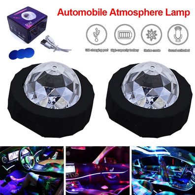 Auto RGB LED Disco Buehnenbeleuchtung Ball DJ Kristall Magic Licht Zuhause 1Paar