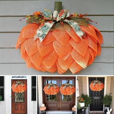 Autumn Pumpkin Wreath Harvest Festival Garland Halloween Home Ornament Decor