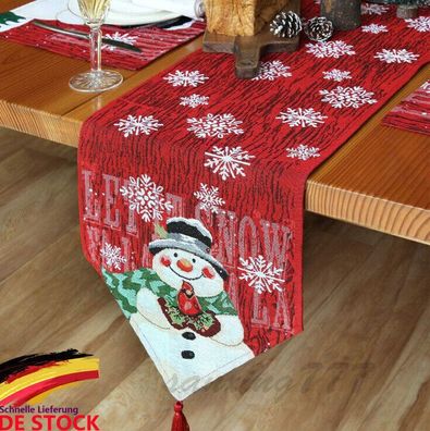 180cm x 33cm Weihnachten Stoff Tischläufer Schneemann Tischband Tischdekor Neue