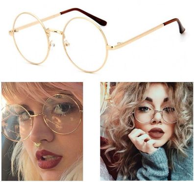 Damen Brille Ohne Stärke Klare Gläser Rund Retro Klarglas Vintage