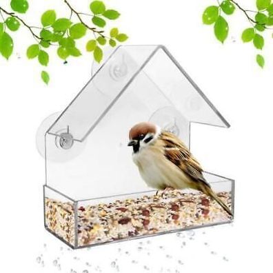 2Stuecke Fenster Vogelhaus mit Saugnäpfen Vogelhäuschen Vogelfutter Futterstation