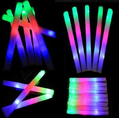 60 Light Up Foam Sticks LED Wands Rally Rave Batons DJ Flashing Glow Stick