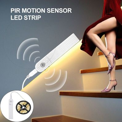 1M LED Stripe mit Bewegungsmelder Lichtband Streifen USB Batterie Lichterkette