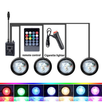 12V RGB LED Innenraumbeleuchtung Auto Ambiente Fußraumbeleuchtung + Fernbedienung