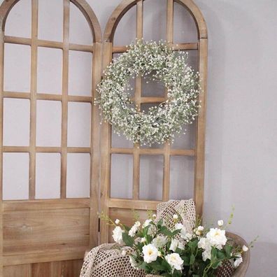 Artificial White Gypsophila Wreath Door Spring Valentines Wall Home Decor