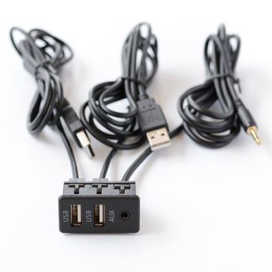 AUX Doppel USB Verlängerung Adapter Kabel Stecker Auto Einbaubuchse Ersatz Neu