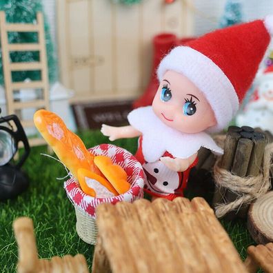 24 PCS Mini Puppenhaus Elf Tuer Simulieren Weihnachten Garten Szene Modell Set