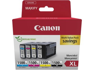 CANON PGI-1500XL schwarz cyan magenta gelb Maxify MB2050 MB2350, 4er Pack 9182B010