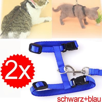 2 Farbe Katzengeschirr Nylon Welpen Katzenleine Haustier Halsband Hunde Band Neu