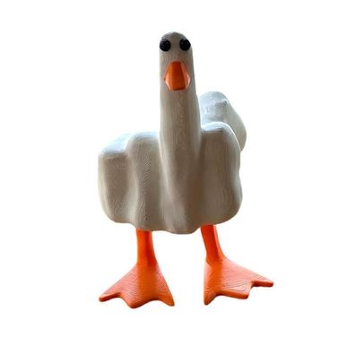 1x Middle Finger Duck Resin Figurines, Funny Middle Finger Duck Statue Decor
