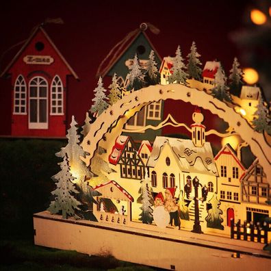 Kleine Schwibbogen Holz Led beleuchtet Weihnachtsdeko, Lichterbogen