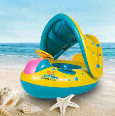 Baby Schwimmring mit Sonnendach Schwimmhilfe Schwimmsitz Kinder Babyboot