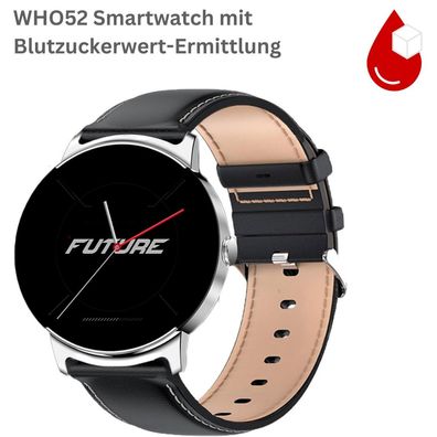 Smartwatch für Damen und Herren, mit Blutzuckermessung, Puls, Körpertemperatur WHO52