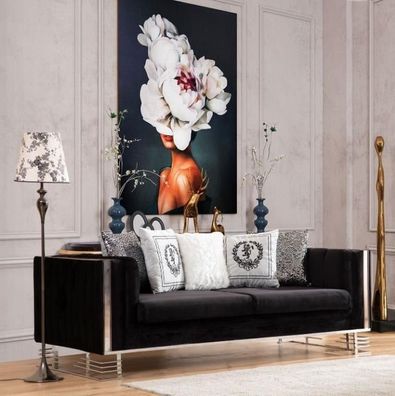 Weißes Modernes Textil Sofa Wohnzimmer 3-Sitzer Luxuriöse Polster Couch