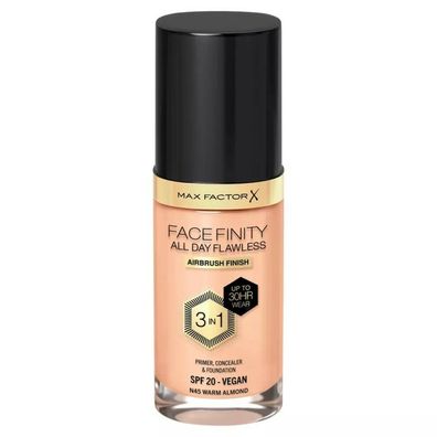 Max Factor Facefinity All Day Flawless 3 In 1 Foundation N45-Warm Almond 30ml