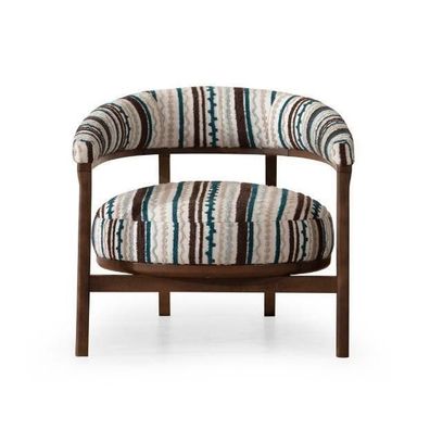 Designer Muster Sessel Wohnzimmer Einsitzer Armlehnen Holz Sitz Möbel