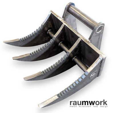 Rodezahn, Reißzahn, Wurzelrechen MS01, S355, 15mm - 4-Zahn, 300 x 215mm