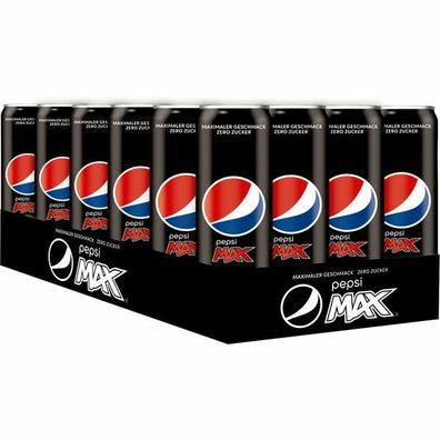 Pepsi MAX, Maximaler Geschmack Zero Zucker 0.33 L Dose, 24er Pack (24x0.33 L)