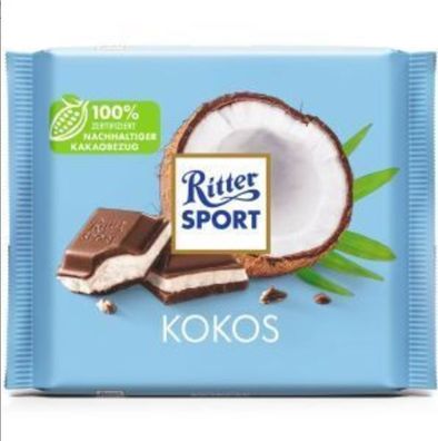 Ritter Sport Kokos mit Alpen Vollmilch Schokolade und Milchcreme 12x100g