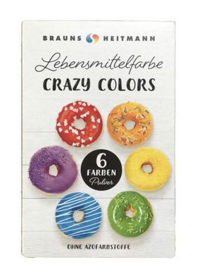 Lebensmittelfarben Crazy Colors 6 Farben Pulver 24 g Packung