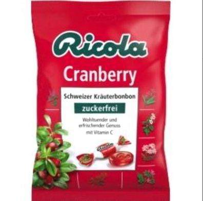 Ricola Cranberry Schweizer Kräuterbonbons zuckerfrei fruchtig 18x75g