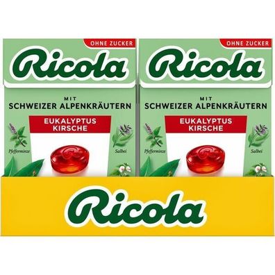 Ricola Eukalyptus Kirsche mit Schweizer Alpenkräutern ohne Zucker 10x50 g Bx.