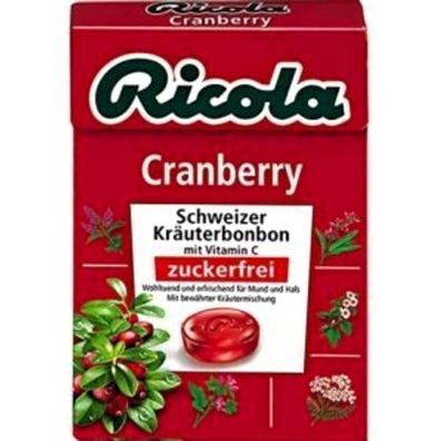 Ricola Cranberry ohne Zucker mit Schweizer Alpenkräutern Böxli 10x50g